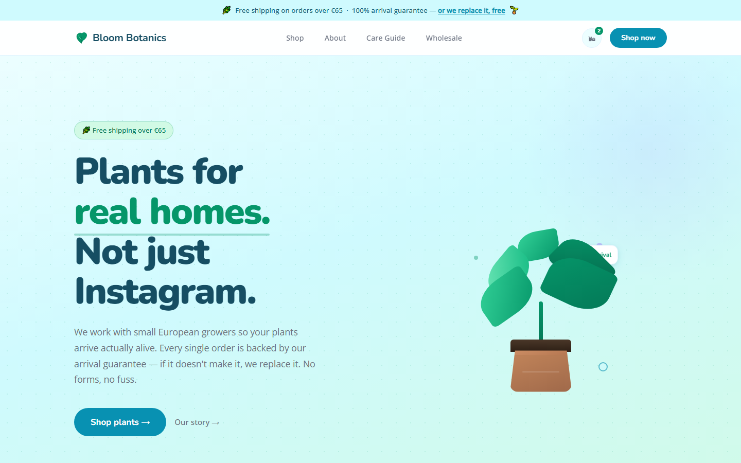 Bloom Botanics plant store screenshot