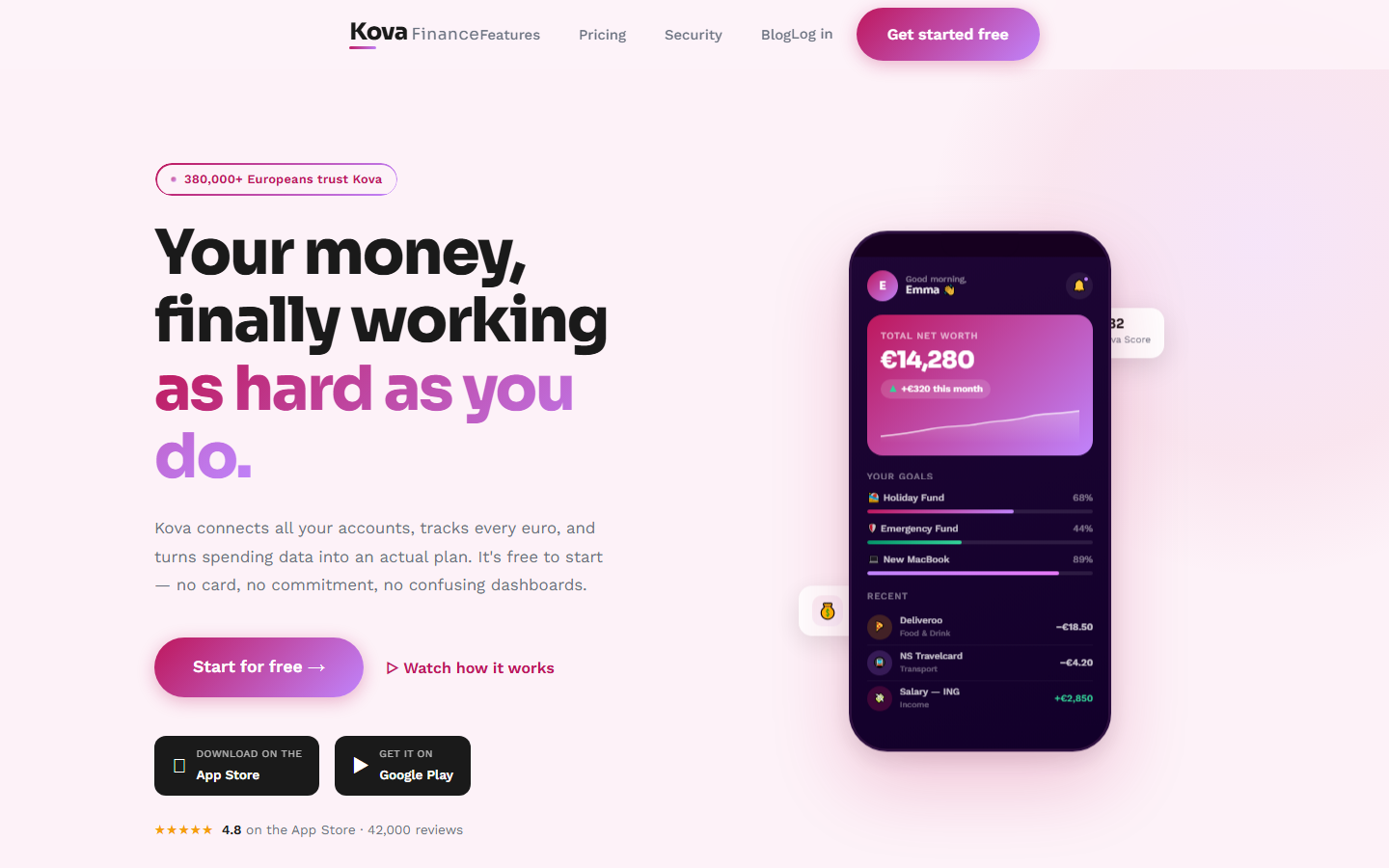 Kova Finance investment platform screenshot